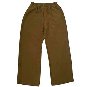 Gumps Pants Womens M Brown Wide Leg Elastic Waist USA Made Acetate Lounge